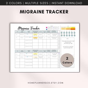 Migraine Tracker, Printable Headache Journal, Headache Tracker, Chronic Migraine Chart, Chronic Migraine Journal, Chronic Illness Chart image 3