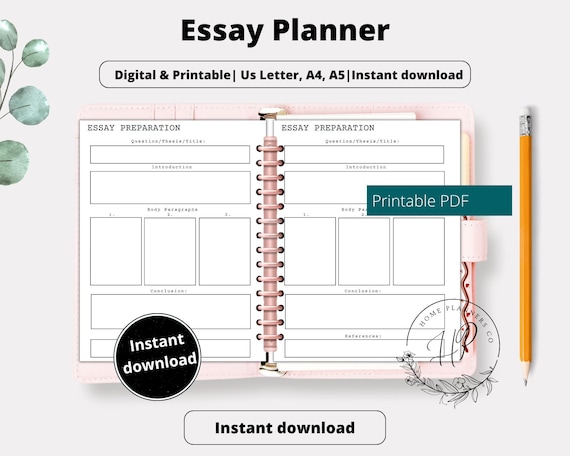 Essay Planner Template: College & University Academic Writing, School Homework, Essays (PDF Download A4/A5/US Letter)