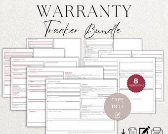 EDITABLE Warranty Tracker, Printable Warranty Log, Warranty Sheet, Household Organizer, Home Warranty Tracker, Instant download PDF