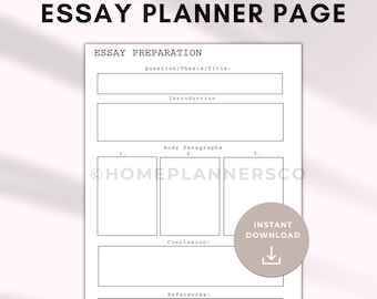 Essay Plan Template Printable: Essay Planner, Essay Planning, Study Planner, Essay Writing, Essay Organizer, Academic Planner Revision Guide
