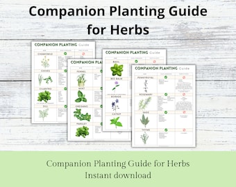 Companion Planting Guide for Herbs, Garden Herb Organizer, Plant Guide,  Planting Log, Garden Planner, Garden Planning Chart, Garden Journal
