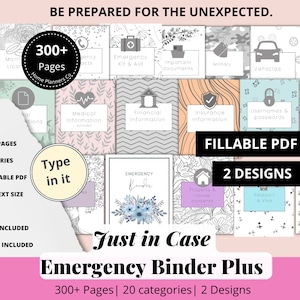 EDITABLE Just in Case Emergency Binder Plus Fillable PDF, &quot;What If&quot; Binder, In Case of Emergency  Organizer, If I go missing, Life Planner