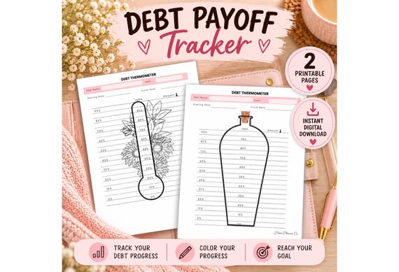 Debt Payment Tracker, Debt Payoff Tracker, Debt Snowball Tracker, Debt Avalanche Tracker,Debt thermometer,Debt payoff planner,Debt tracker
