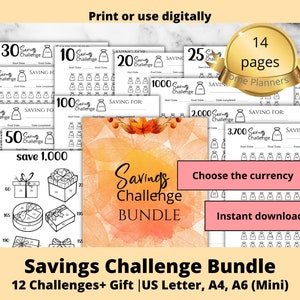Savings Challenge Bundle, Money Savings Challenges, Bundle Mini Savings, Challenge Printable Savings Trackers, Saving Tracker Printable