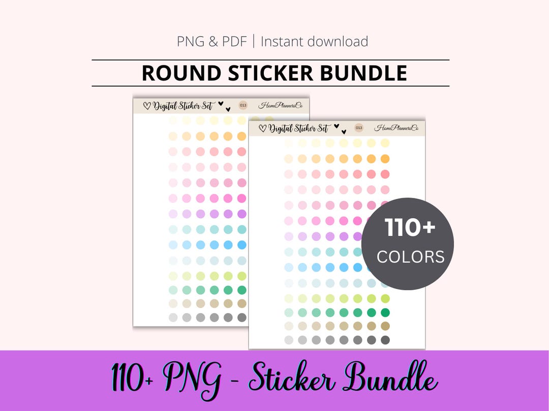 Notebook Sticker Tabs Rounded Corners 100+ Round Stickers Digital Stickers, Goodnotes Stickers, Round Sticker ...