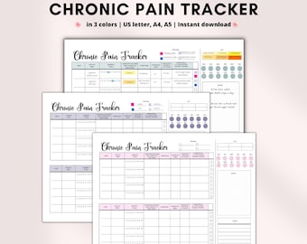 Chronic Pain Tracker, Daily Pain Tracker, Pain Log, Chronic Pain Log, Daily Pain Log, Migraine Tracker, Fibromyalgia , Chronic Fatigue, MS