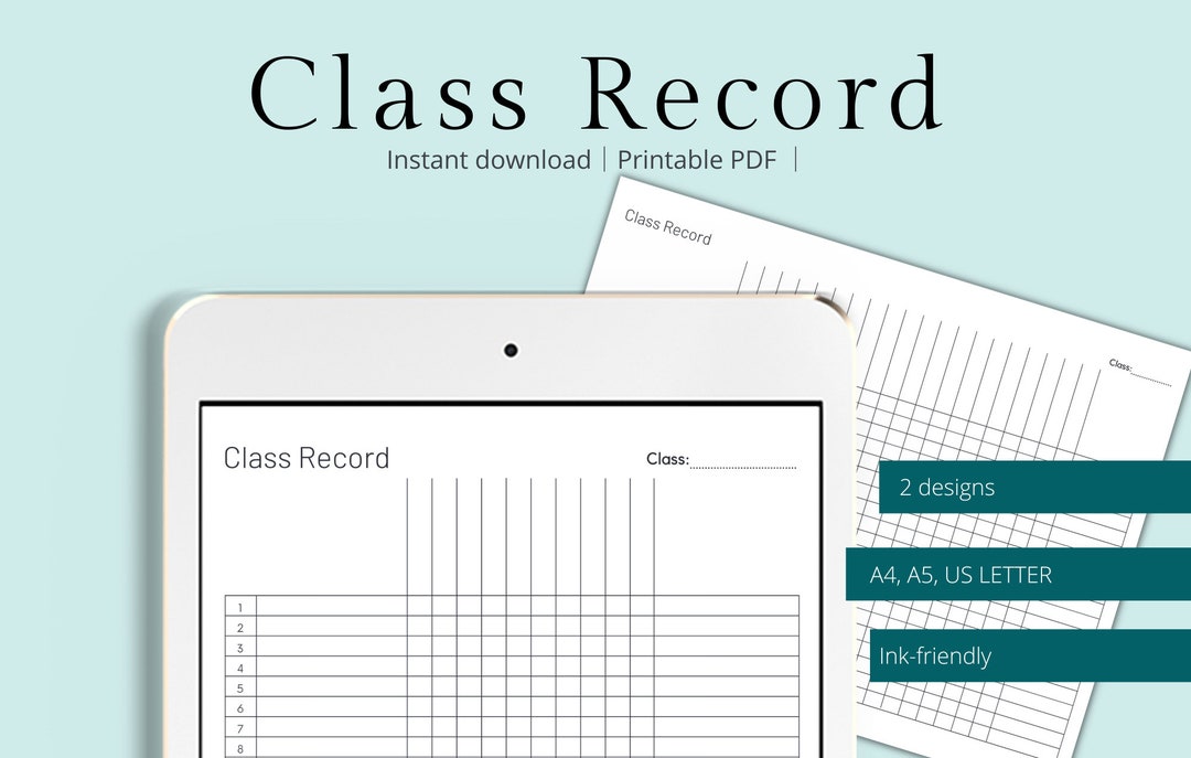 Class Record | Printable Class Attendance | Teacher Checklist Template ...