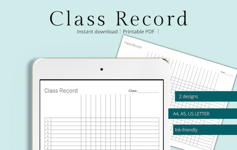 Class Record | Printable Class Attendance | Teacher Checklist Template ...