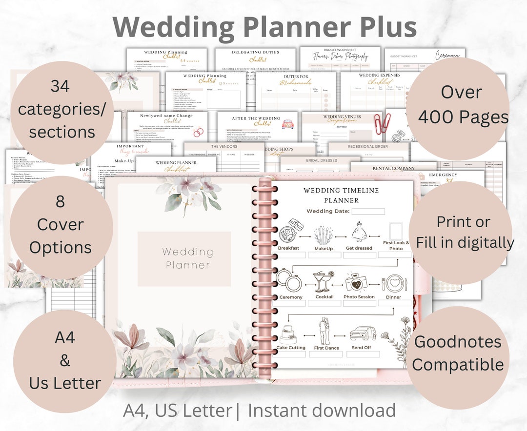 400 Wedding Planner Plus Printable Wedding Binder Organizer Etsy