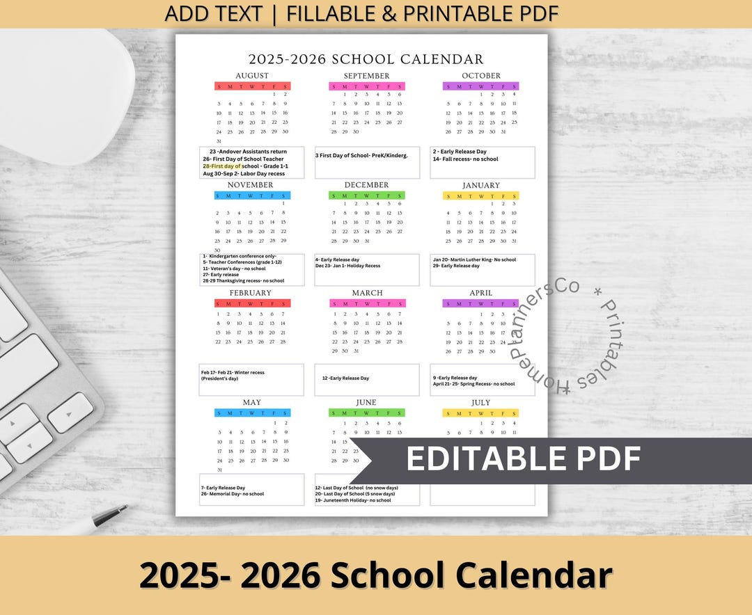 2025-2026 Editable School Calendar Template for School, Classroom, Teacher, Office, Preschool, Daycare, Childcare, One Year at a Glance - Etsy 2025-2026-editable-school-calendar-template-for-school-classroom-teacher-office-preschool-daycare-childcare-one-year-at-a-glance-etsy