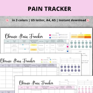 Chronic Pain Tracker, Daily Pain Tracker, Pain Log, Chronic Pain Log, Daily Pain Log, Migraine Tracker, Fibromyalgia , Chronic Fatigue, MS