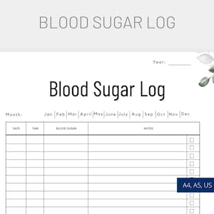 Blood Sugar Tracker, Printable Blood Sugar Log, Blood Glucose Tracker, Blood Sugar Log, Diabetes Tracker, Diabetic Log, Instant download