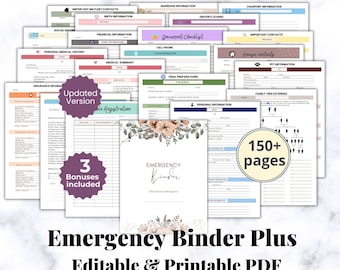 EDITABLE Emergency Binder Plus, Family Binder, Life Planner, Emergency Planner Plus, "What If" Binder, Military Binder,Fillable Editable PDF
