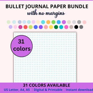 Papel cuadriculado imprimible sin márgenes, papel cuadriculado, bullet journal, papel para caligrafía/bujo, papel para practicar escritura