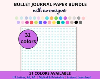 Papel cuadriculado imprimible sin márgenes, papel cuadriculado, bullet journal, papel para caligrafía/bujo, papel para practicar escritura