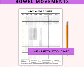 Registro de evacuaciones intestinales: síndrome del intestino irritable, alergias alimentarias, sensibilidad, síndrome del intestino irritable, registro de gluten (PDF imprimible)