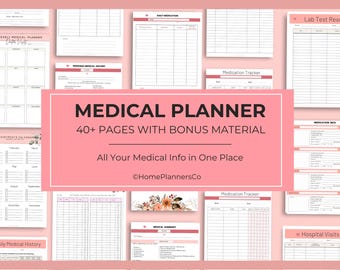 Medical Planner Printable: Health Organizer Binder | Medical Information Tracker | Doctor Visit Log | Medication & Appointment Journal