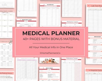 Medical Planner Printable: Health Organizer Binder | Medical Information Tracker | Doctor Visit Log | Medication & Appointment Journal