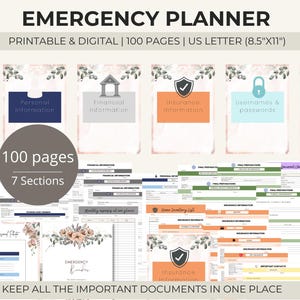 Emergency Binder, "What If" Binder Starter, Emergency Printable Organizer,Printable PDF Template,Finance Binder,Family In Case of Emergency