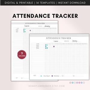 Tägliche Anwesenheits-Tracker Druckbare Jährliche Anwesenheitsliste für Homeschool, Mitarbeiteranwesenheits-Tracker, Absenz, Krankurlaub, Früh heraus, verspätet rein
