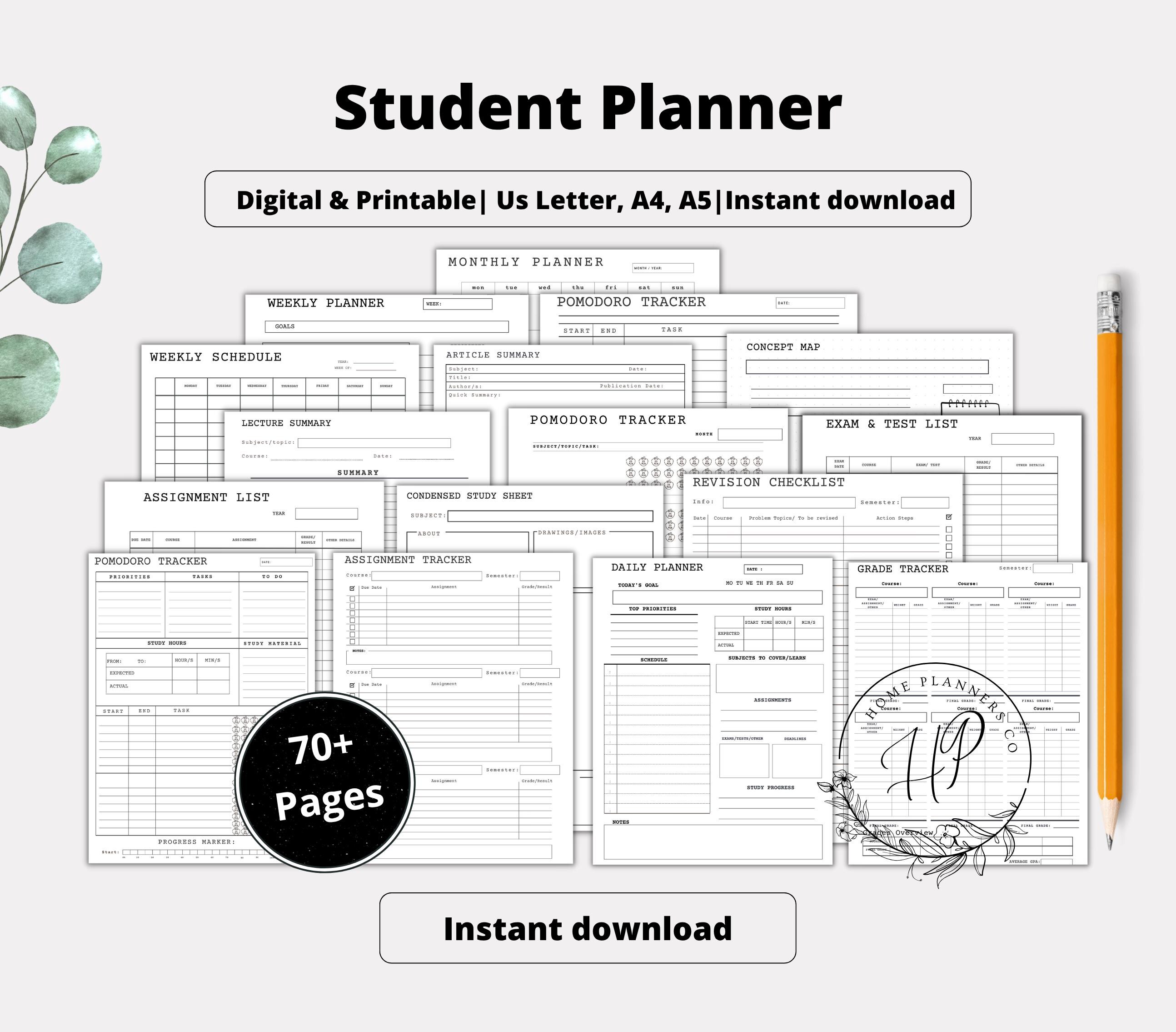 Printable Student Planner Bundle, Academic Student Planner, College ...