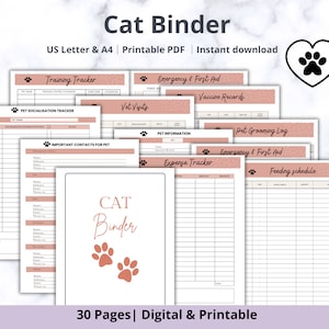 Cat Binder, Cat Planner, Cat Sitter, Cat Journal, Planner voor huisdieren Katten, afdrukbare huisdierchecklists Pet Workbook Pet Planning Journal Huisdieren