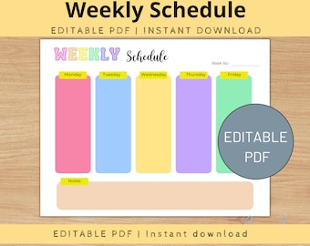 Homeschool Printable Weekly Schedule - Etsy