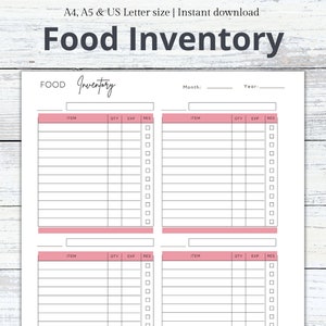 Food Inventory Tracker Page Printable Kitchen Inventory,pantry ...