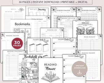 Agenda di lettura stampabile, agenda per libri, diario di lettura, inserto per registro di lettura, tracker di lettura, inserti per agenda, lettore PDF, regalo, libreria