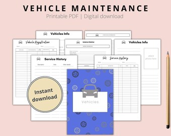 Printable Vehicle Maintenance Log | Vehicle Car Expense Log | Vehicle ...