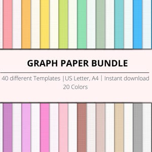 Colored Graph Paper Bundle: 40 Digital Templates for Note-Taking, Printable Grid Paper Set (Instant Download)