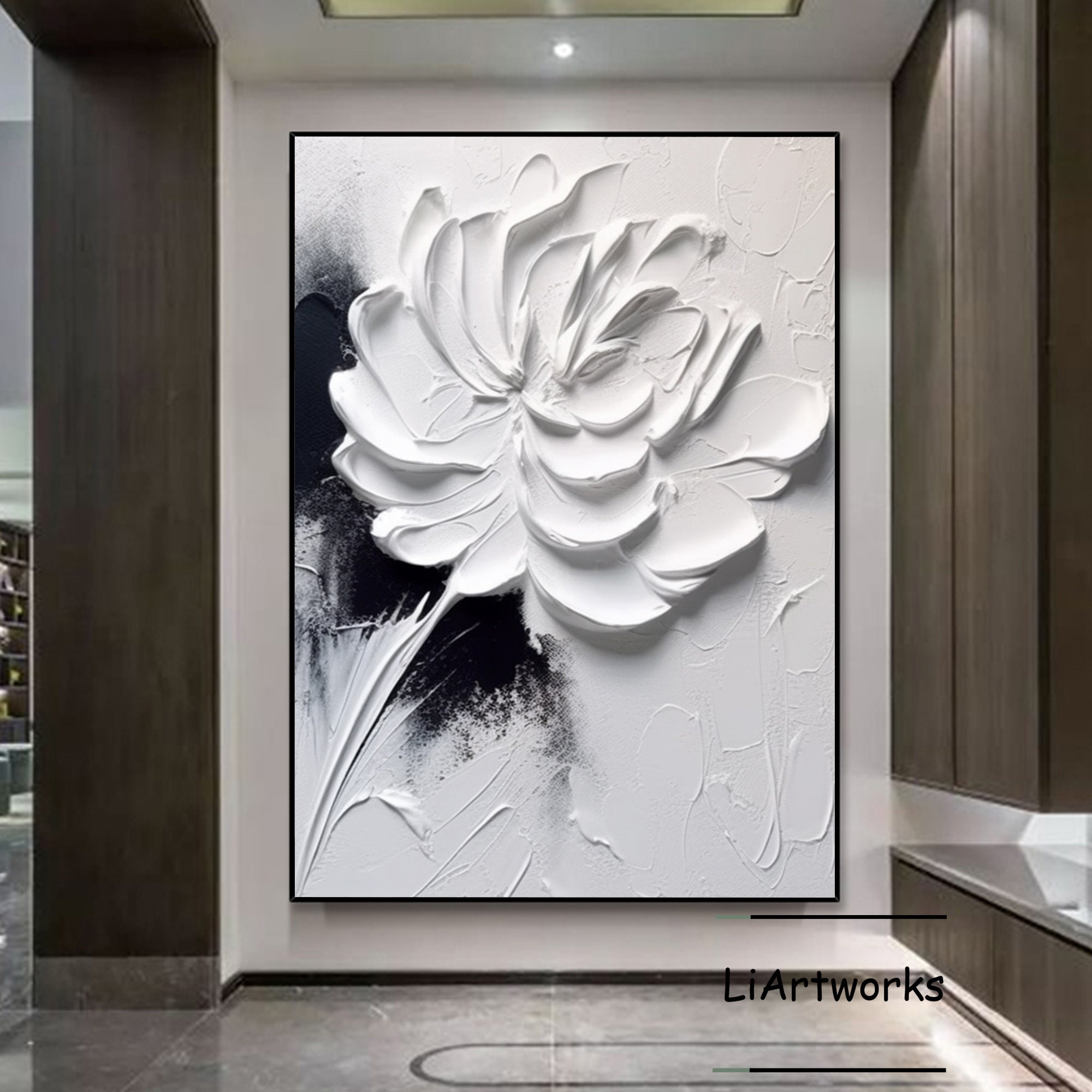Large White Flower Texture Wall Art,white Flower Painting,3d White ...