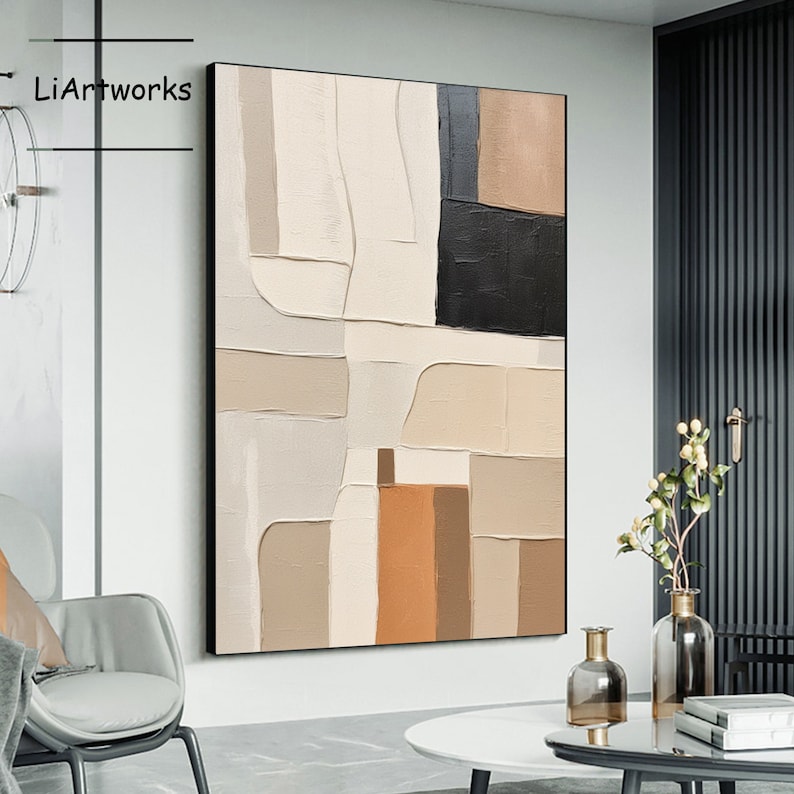 Original Beige Abstract Minimalist Painting,Modern Abstract Art,Neutral Textured Wall Art,Contemporary Art,Nordic Style Wall Decor for Home zdjęcie 2