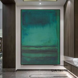 Large Dark Green Minimalism Painting,green Wall Art,dark Green Abstract ...
