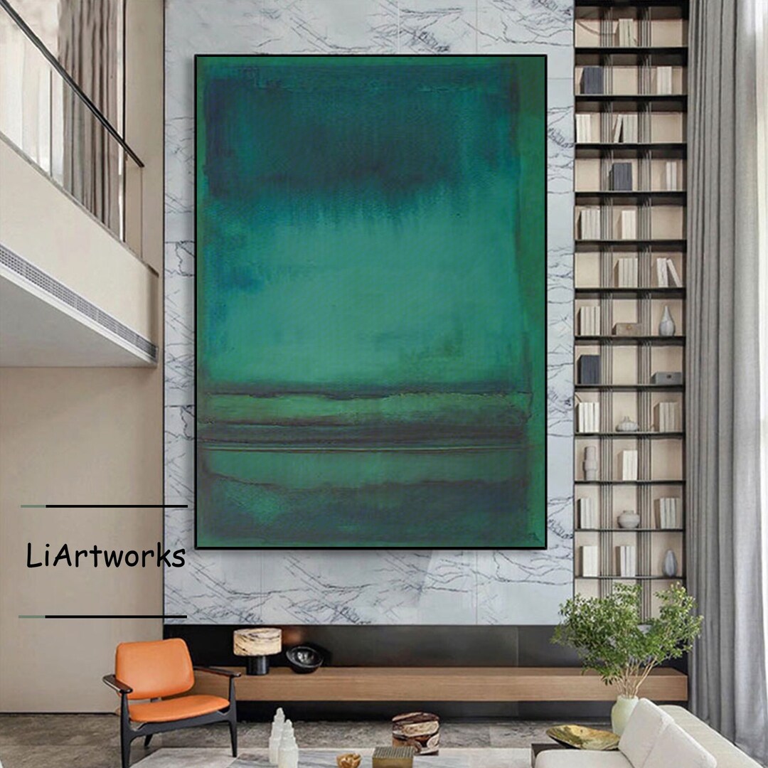 Large Dark Green Minimalism Painting,green Wall Art,dark Green Abstract Painting,abstract Canvas ...