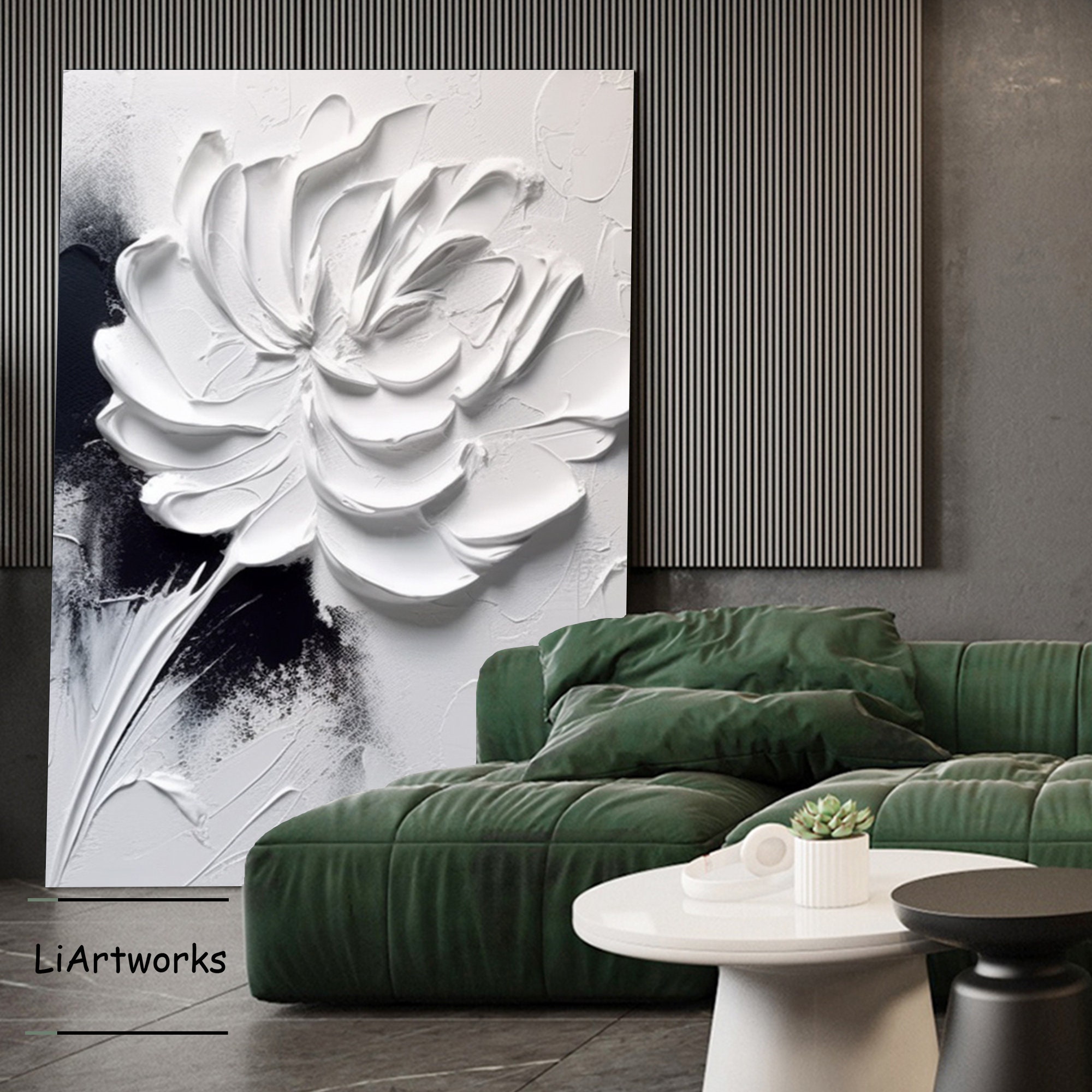 Large White Flower Texture Wall Art,white Flower Painting,3d White ...