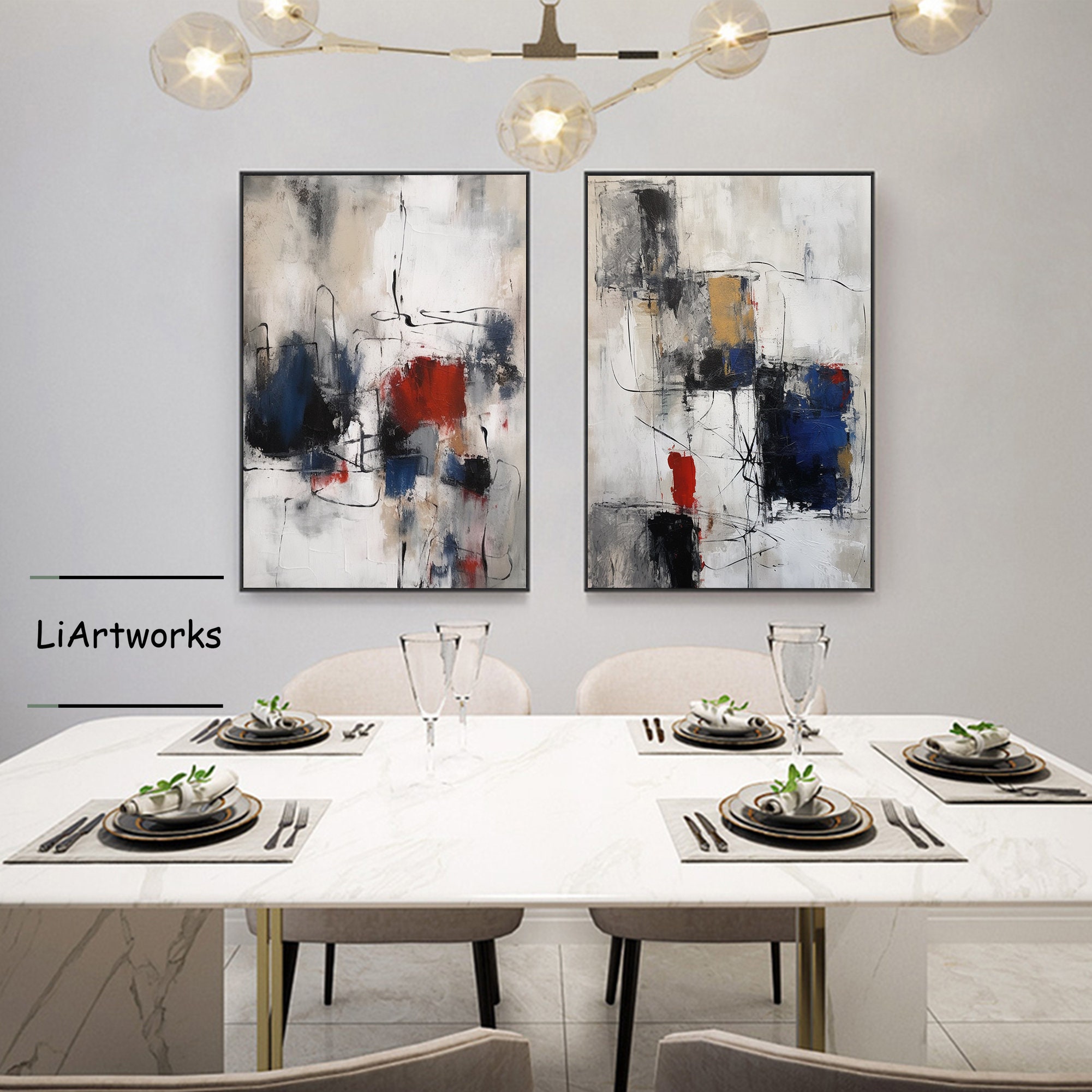 Set of 2 Abstract Paintings,minimalist Abstract Painting,wabisabi