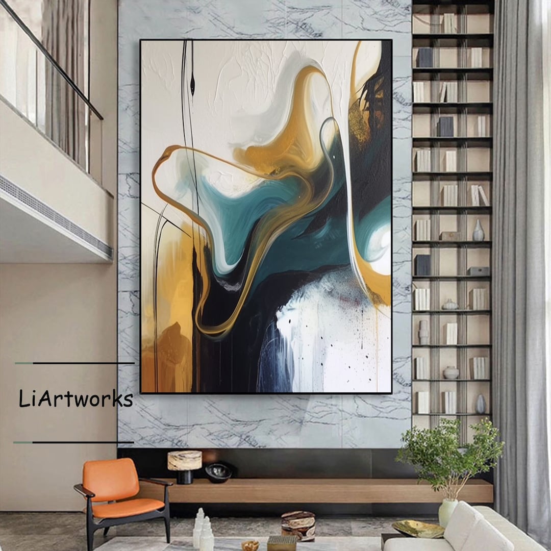 Large Black and White Brown Abstract Painting,contemporary Abstract Art,original Minimalist