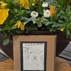 Carte de voeux faite main de chien de berger anglais | Imprimé sur du papier toile de coton d'artiste | Blanc à l'intérieur | Carte Gaufre le chien de berger pour les amoureux des chiens