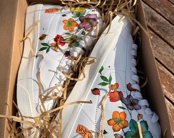 Custom Floral | Hand Painted Flower Sneakers | Botanical Shoes | Personalized Wedding Sneakers | Gift for Her