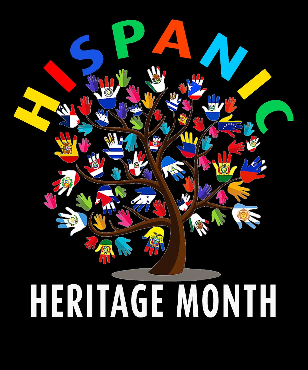National Hispanic Heritage Month Hand Flag Tree Roots Latino Png