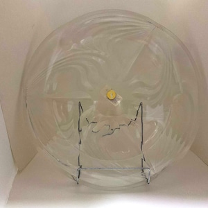 Vintage Block Lead Crystal Platter: 15” Horizon Sun/Wave Pattern, Made in Japan