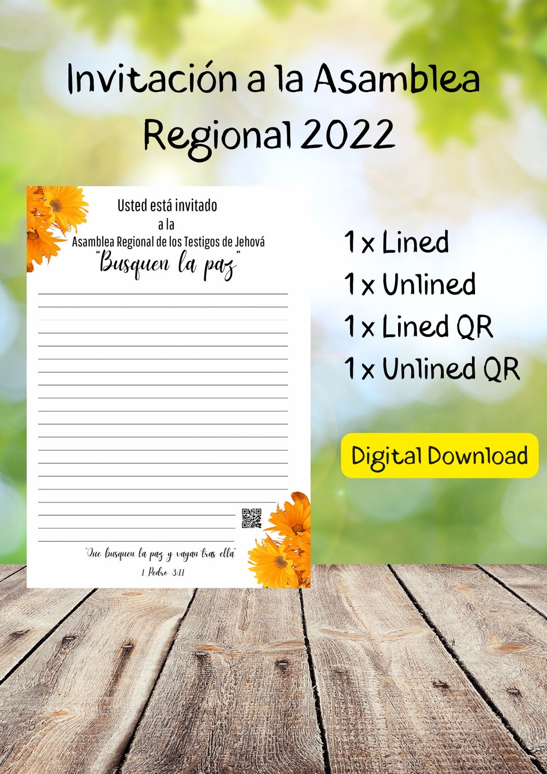 Busque La Paz Invitación Para Asamblea Regional, JW Papel Para Hacer