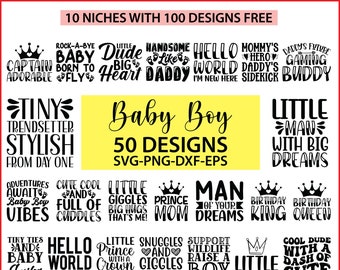 Baby Boy SVG Bundle, 50 Designs (Digital Download)