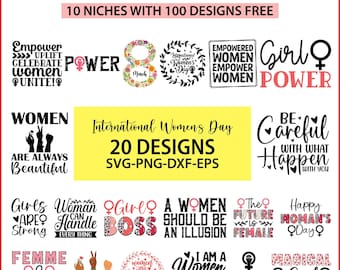 Paquete de diseños SVG para el Día Internacional de la Mujer: Citas feministas (Descarga digital)