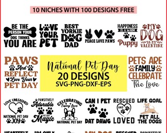Pet Day SVG-ontwerpbundel: honden- en katten-T-shirts (digitale download)