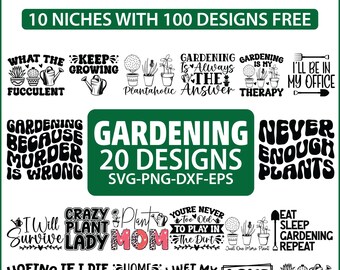Gardening SVG Bundle: Funny Garden Quotes, Botanist Designs (Digital Download)
