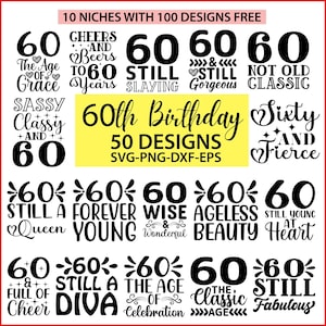 60. Geburtstag SVG Designs bündeln Frauen und Männer, 60. Geburtstag PNG-Dateien, 60 Geburtstag Designs bündeln, 60 Jahre alter Geburtstag Schnittdateien