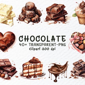 Chocolate Clipart Png Bundle, Watercolor Chocolate Png Files, Melted Chocolate Png, Sweet Treats Png, Chocolate Dessert Clipart, Chocolate