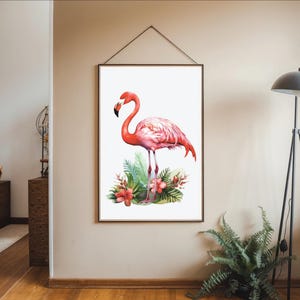 Watercolor Flamingos PNG Clipart Bundle: Transparent Birds Decal ...